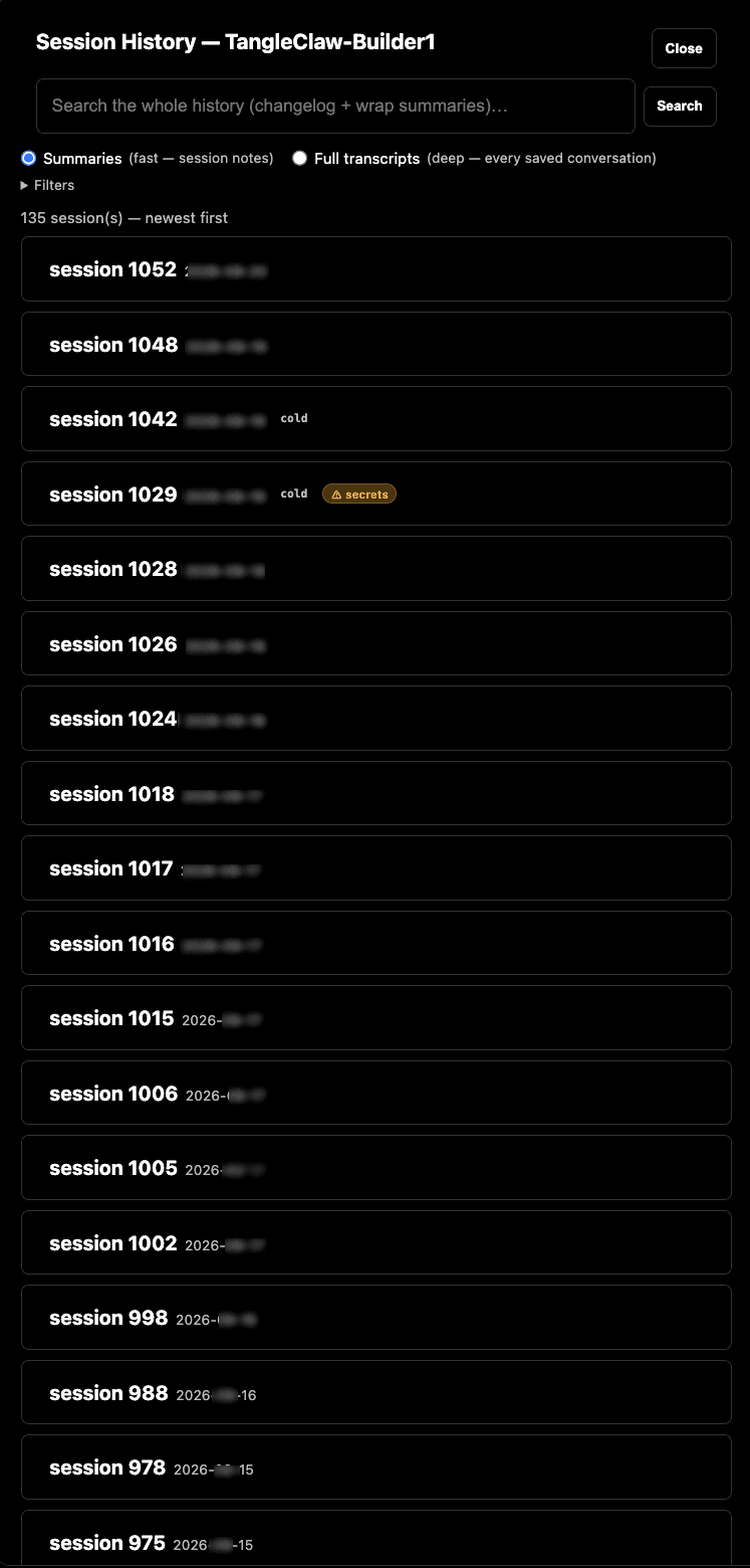 Session History Summary